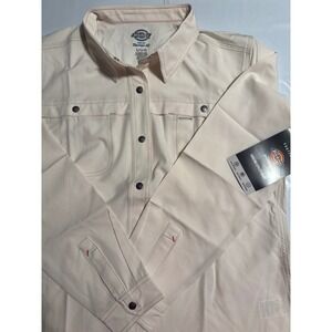 NWT Dickies Women's Cooling Utility Shirt Long Sleeve Button Down Workwear Beige